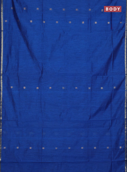 Semi maheswari cotton saree blue and pink with zari woven buttas and small zari woven border