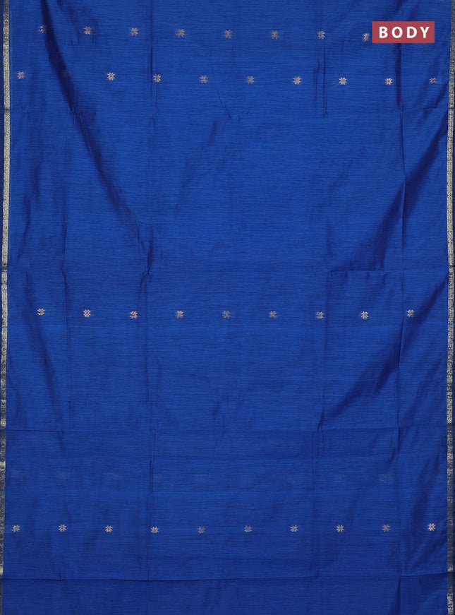 Semi maheswari cotton saree blue and pink with zari woven buttas and small zari woven border