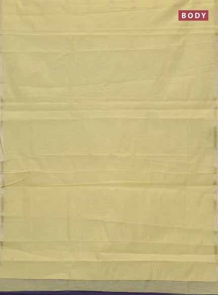 Semi maheswari cotton saree pale yellow and blue shade with zari woven buttas and small zari woven border