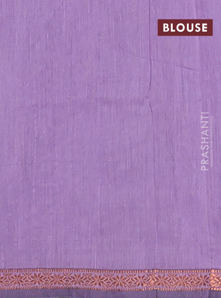 Semi maheswari cotton saree cs blue and pastel purple with copper zari woven buttas and small copper zari woven border