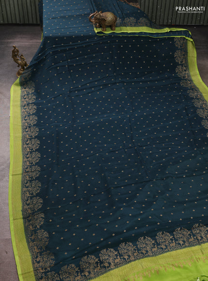 Banarasi chiffon saree peacock green and light green with allover thread & zari woven buttas and woven border