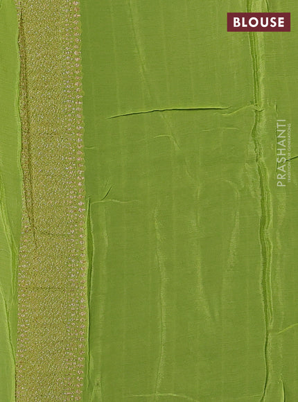 Banarasi chiffon saree peacock green and light green with allover thread & zari woven buttas and woven border