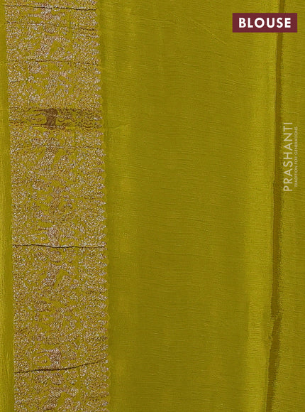 Banarasi chiffon saree violet and mustard yellow with allover thread & zari woven buttas and woven border