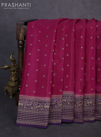 Banarasi chiffon saree pink and violet with allover thread & zari woven buttas and woven border