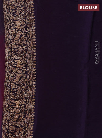 Banarasi chiffon saree maroon and navy blue with allover thread & zari woven buttas and woven border