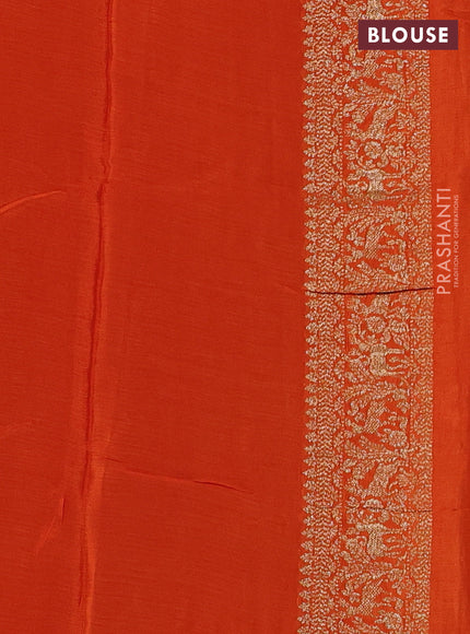 Banarasi chiffon saree brown and orange with allover thread & zari woven buttas and woven border
