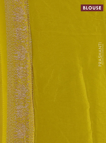 Banarasi chiffon saree violet and mustard yellow with allover thread & zari woven buttas and woven border