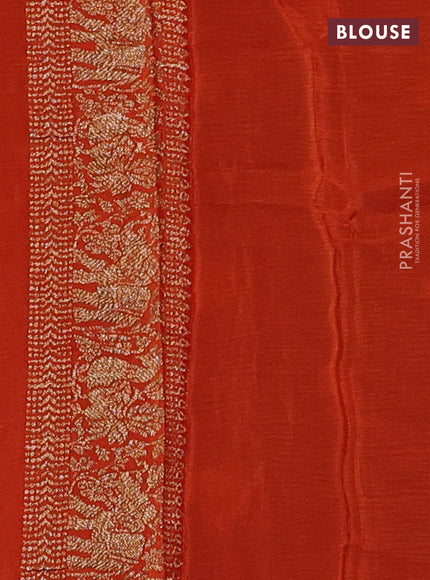 Banarasi chiffon saree coffee brown and orange with allover thread & zari woven buttas and woven border