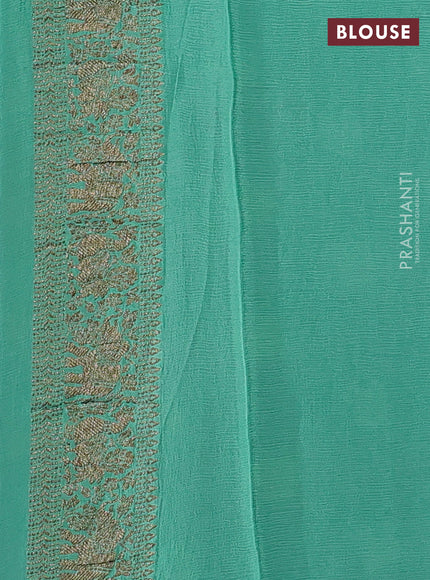 Banarasi chiffon saree navy blue and teal green with allover thread & zari woven buttas and woven border