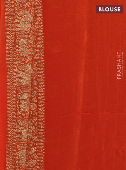 Banarasi chiffon saree pink and orange with allover thread & zari woven buttas and woven border
