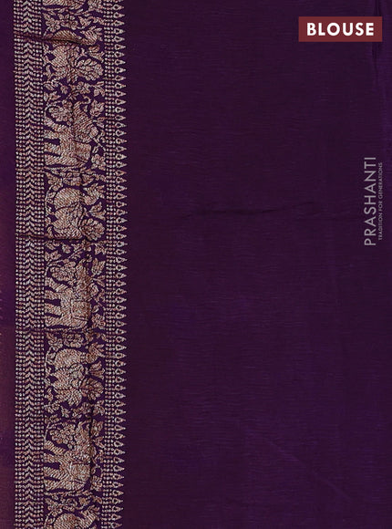 Banarasi chiffon saree mustard green and violet with allover thread & zari woven buttas and woven border