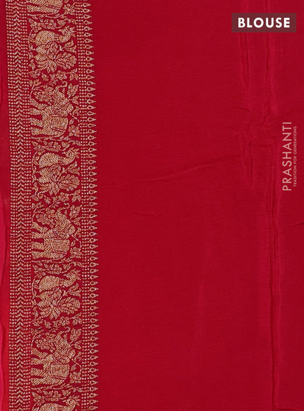 Banarasi chiffon saree orange and pink with allover thread & zari woven buttas and woven border