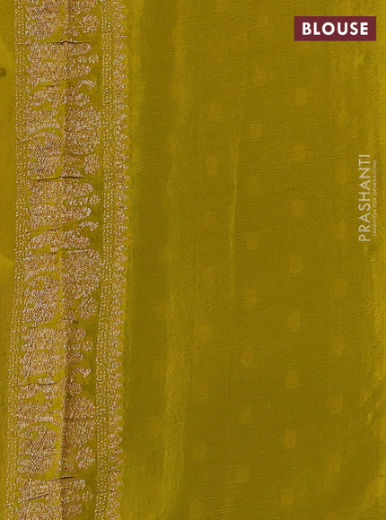 Banarasi chiffon saree deep violet and lime green with allover thread & zari woven buttas and woven border