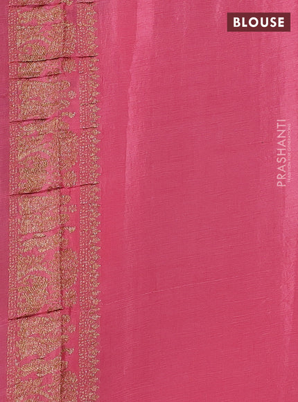 Banarasi chiffon saree jamun shade and peach pink with allover thread & zari woven buttas and woven border
