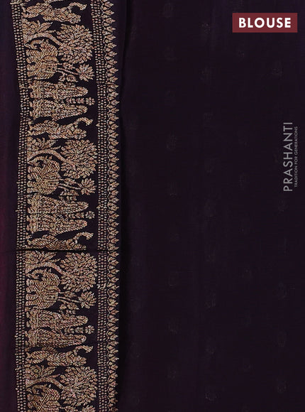 Banarasi chiffon saree maroon and jamun shade with allover thread & zari woven buttas and woven border