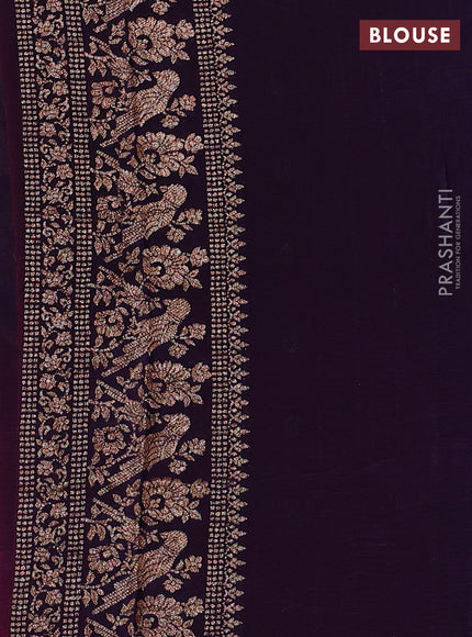 Banarasi chiffon saree red and violet with allover thread & zari woven buttas and woven border