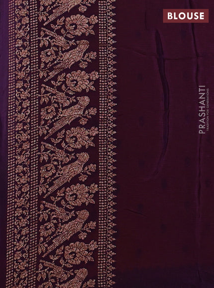 Banarasi chiffon saree mango yellow and violet with allover thread & zari woven buttas and woven border