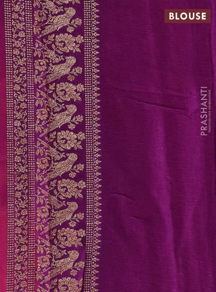 Banarasi chiffon saree orange and violet with allover thread & zari woven buttas and woven border