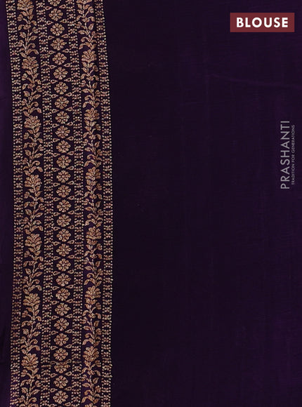 Banarasi semi chiffon saree bottle green and violet with allover thread & zari weaves and woven border