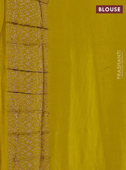 Banarasi semi chiffon saree violet and mustard green with allover thread & zari weaves and woven border