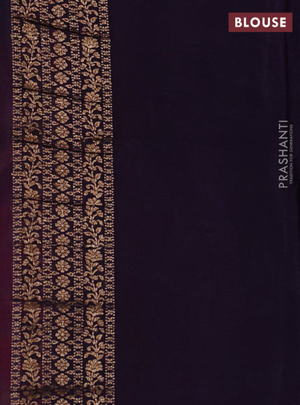 Banarasi semi chiffon saree maroon and violet with allover thread & zari weaves and woven border