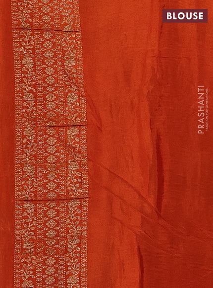 Banarasi semi chiffon saree brown and orange with allover thread & zari weaves and woven border