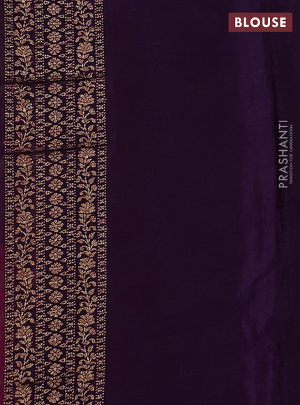 Banarasi semi chiffon saree pink and violet with allover thread & zari weaves and woven border