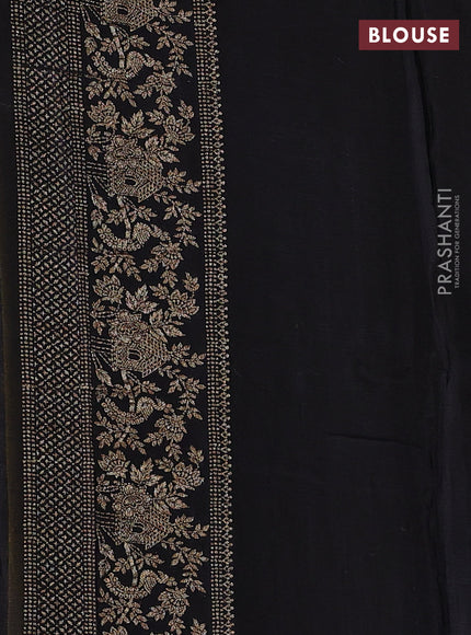 Banarasi semi chiffon saree mustard yellow and black with allover thread & zari woven buttas and woven border