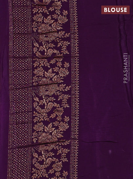 Banarasi semi chiffon saree lavender and violet with allover thread & zari woven buttas and woven border