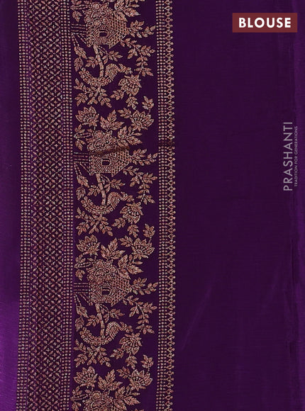 Banarasi semi chiffon saree lavender and violet with allover thread & zari woven buttas and woven border