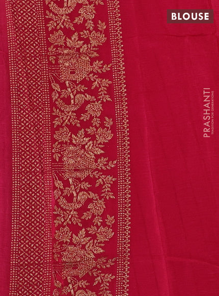 Banarasi semi chiffon saree peach pink and pink with allover thread & zari woven buttas and woven border
