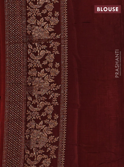 Banarasi semi chiffon saree orange and coffee brown with allover thread & zari woven buttas and woven border