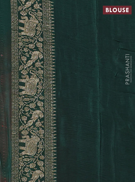 Banarasi semi chiffon saree red and green with allover thread & zari woven buttas and woven border