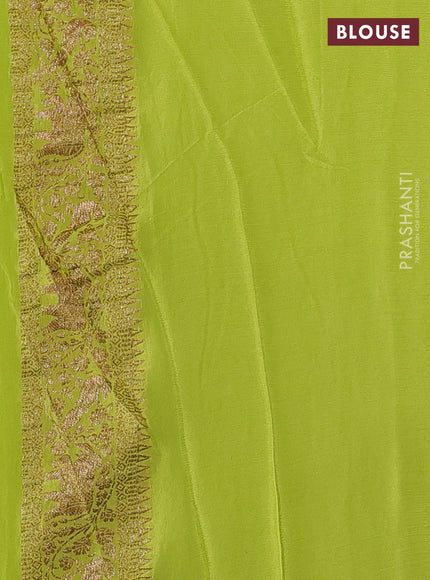 Banarasi semi chiffon saree peacock green and pista green with allover thread & zari woven buttas and woven border