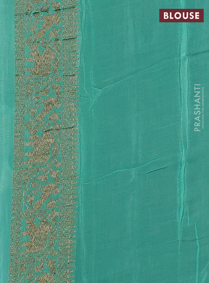 Banarasi semi chiffon saree peacock blue and teal green with allover thread & zari woven buttas and woven border