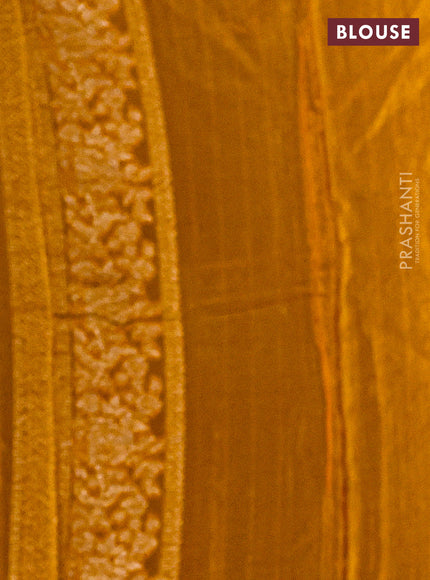 Banarasi semi chiffon saree violet and mango yellow with allover thread & zari woven buttas and woven border