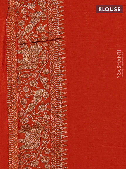 Banarasi semi chiffon saree pink and orange with allover thread & zari woven buttas and woven border