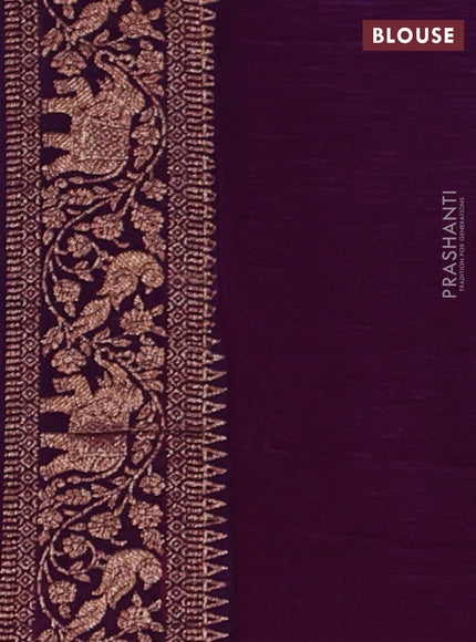 Banarasi semi chiffon saree orange and violet with allover thread & zari woven buttas and woven border