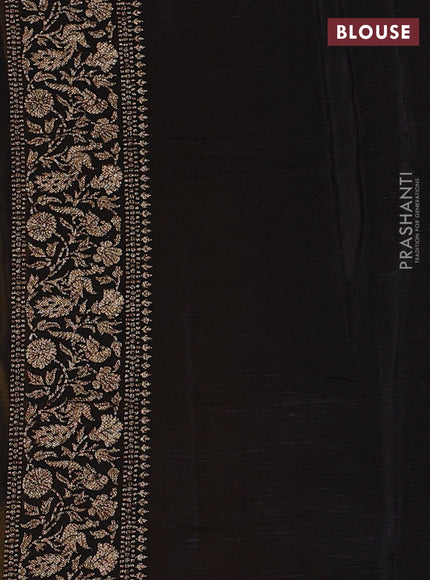 Banarasi semi chiffon saree mustard yellow and black with allover thread & zari woven buttas and woven border