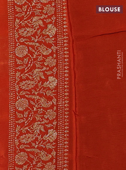 Banarasi semi chiffon saree brown and orange with allover thread & zari woven buttas and woven border