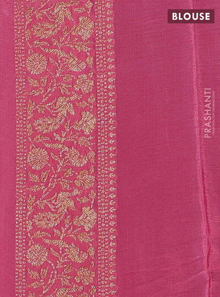 Banarasi semi chiffon saree navy blue and peach pink with allover thread & zari woven buttas and woven border