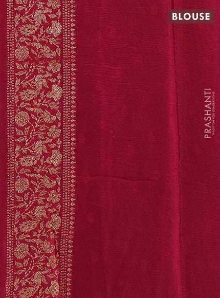 Banarasi semi chiffon saree green and maroon with allover thread & zari woven buttas and woven border