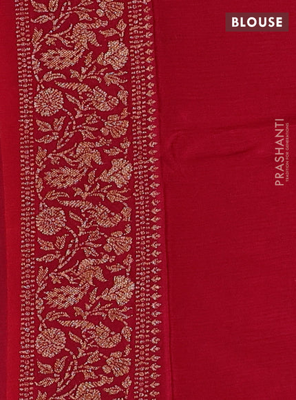 Banarasi semi chiffon saree orange and pink with allover thread & zari woven buttas and woven border