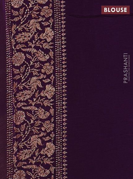 Banarasi semi chiffon saree mustard green and violet with allover thread & zari woven buttas and woven border