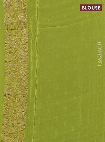 Banarasi semi chiffon saree peacock green and light green with allover thread & zari woven buttas and woven border