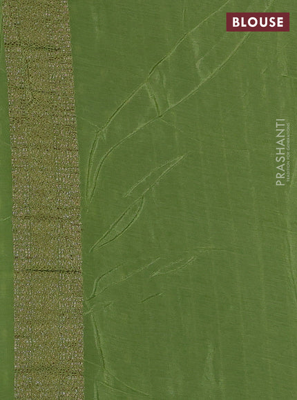 Banarasi semi chiffon saree bottle green and pista green with allover thread & zari woven buttas and woven border