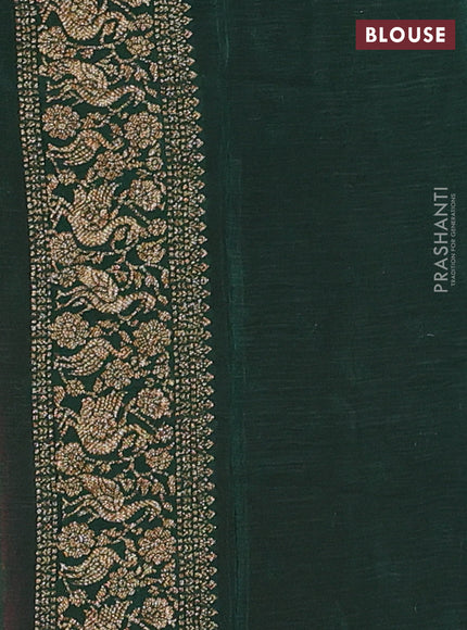 Banarasi semi chiffon saree pink and green with allover thread & zari woven buttas and woven border