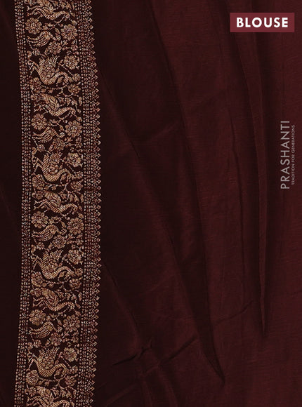 Banarasi semi chiffon saree orange and coffee brown with allover thread & zari woven buttas and woven border