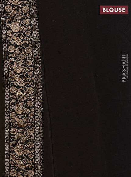 Banarasi semi chiffon saree mustard yellow and black with allover thread & zari woven buttas and woven border