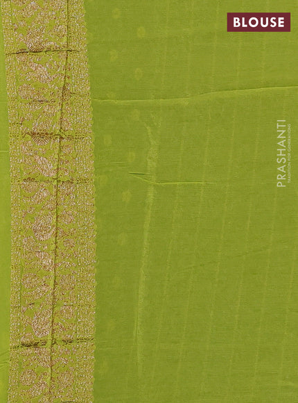 Banarasi semi chiffon saree peacock green and light green with allover thread & zari woven buttas and woven border